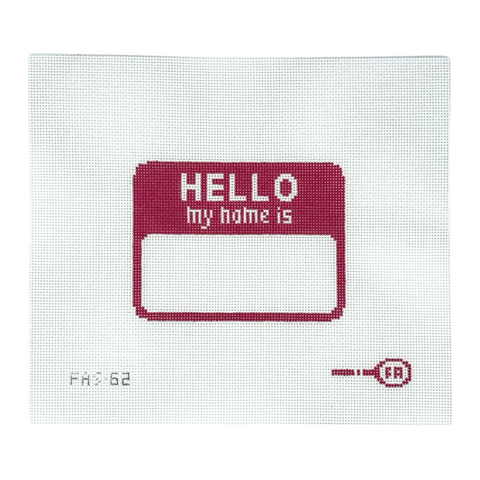 Hello my name is tag pink Needlepoint Canvas