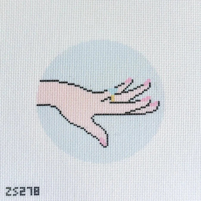 Show Me The Ring Blue Round Needlepoint Canvas