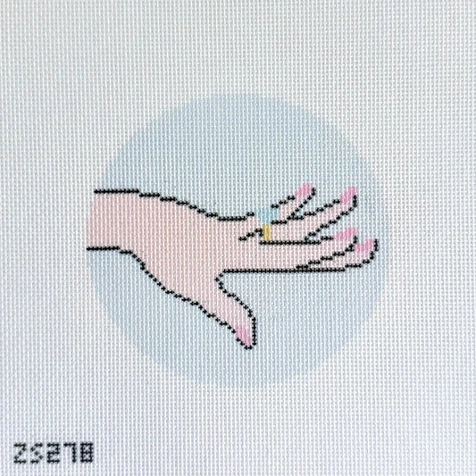 Show Me The Ring Blue Round Needlepoint Canvas