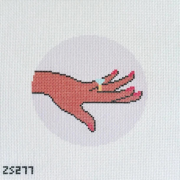 Show Me The Ring Purple Round Needlepoint Canvas