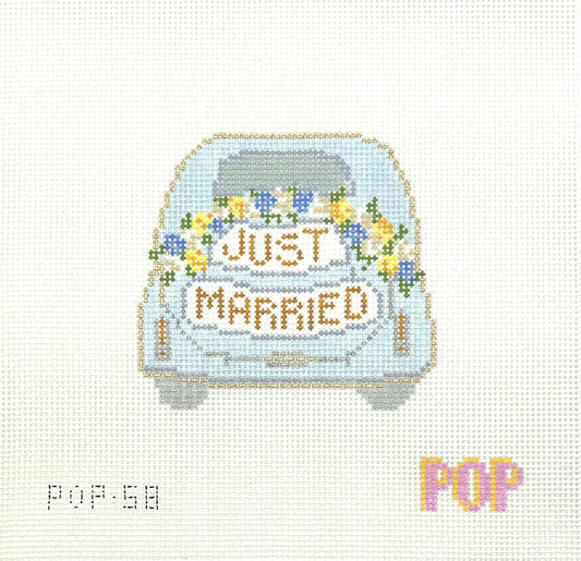 Just Married Car Needlepoint Canvas