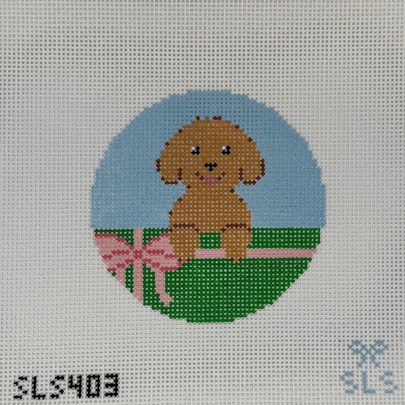 It's a Puppy Round Needlepoint Canvas