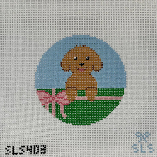It's a Puppy Round Needlepoint Canvas