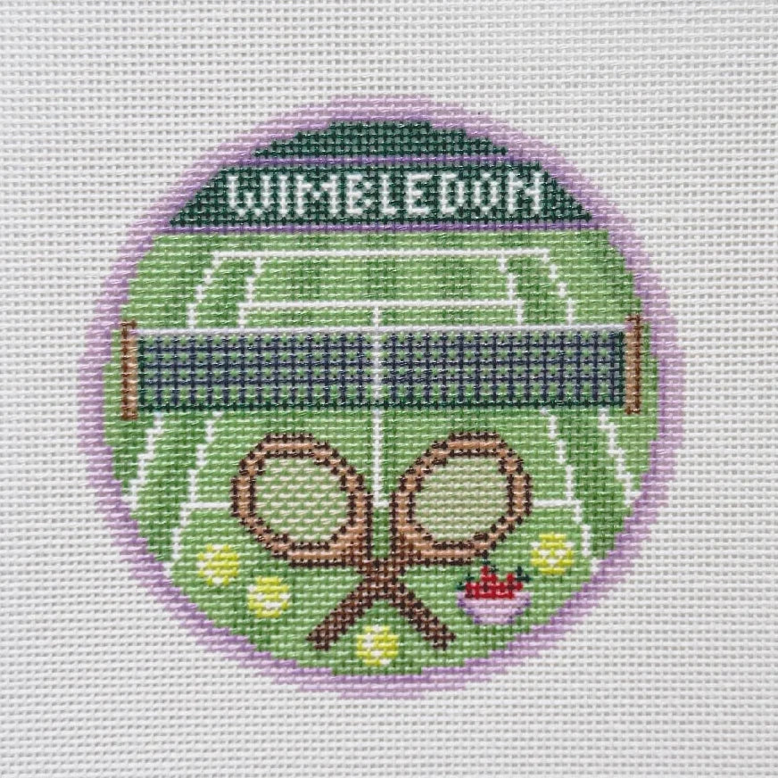 Wimbledon Medallion Tennis Round Needlepoint Canvas