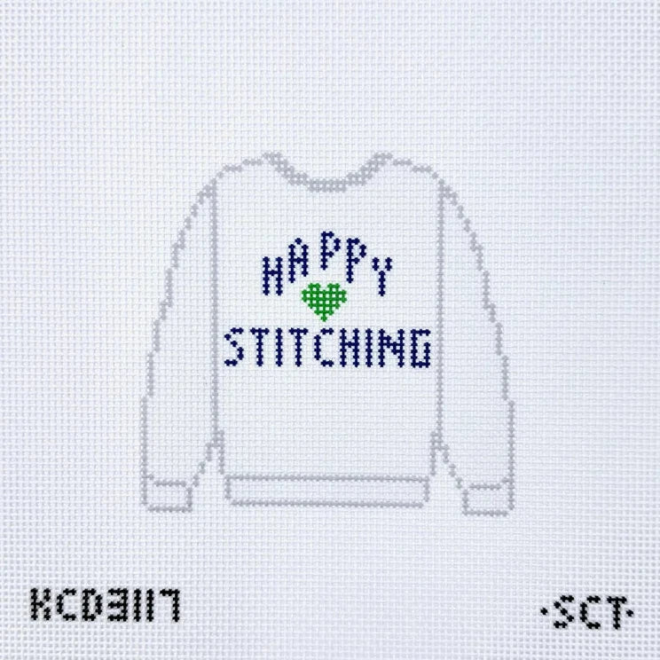Happy Stitching Sweatshirt Needlepoint Canvas