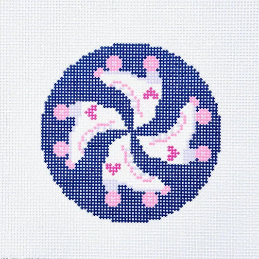 Roller Skating Round Needlepoint Canvas