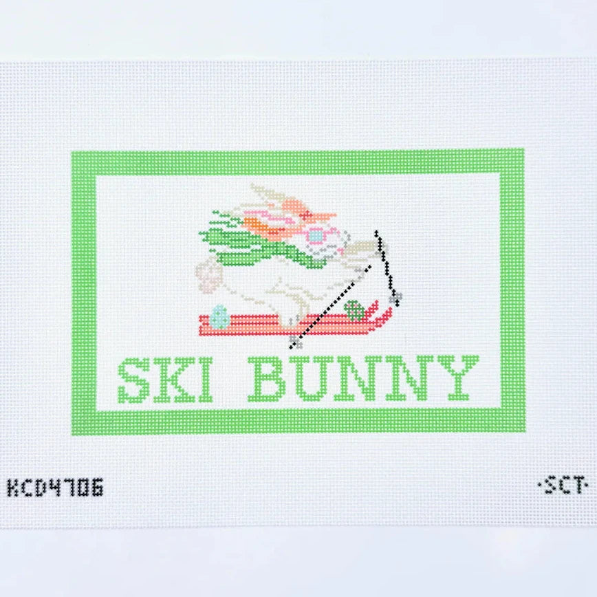 Large Ski Easter Bunny Needlepoint Canvas