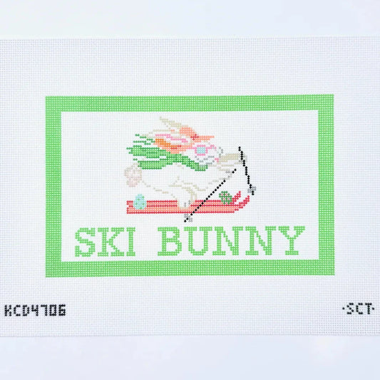 Large Ski Easter Bunny Needlepoint Canvas