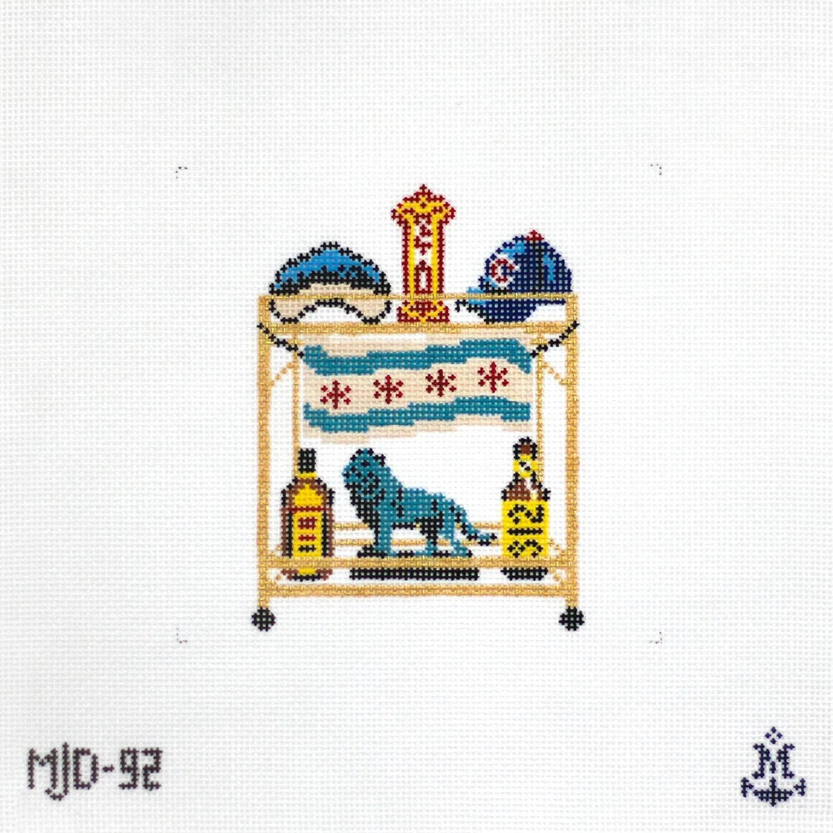 Chicago Bar Cart Needlepoint Canvas