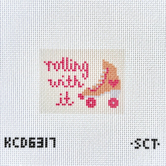 Rolling With It Bag Tag Needlepoint Canvas