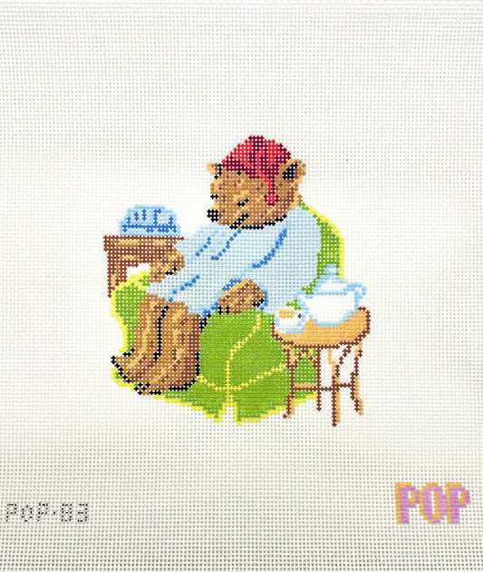 Sleepy Tea Bear Needlepoint Canvas