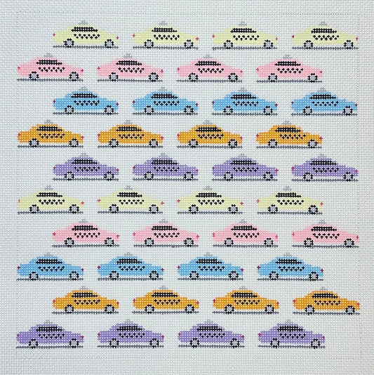 Colorful Taxi Cabs Needlepoint Canvas