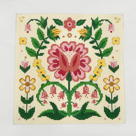 Folk Rose Needlepoint Canvas