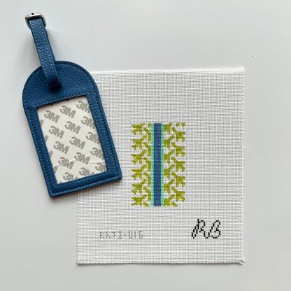 Self Finishing Set: Green Airplane Houndstooth and Blue Luggage Tag