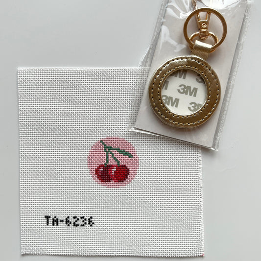 Self Finishing Set: Cherry Canvas & Gold Key Fob