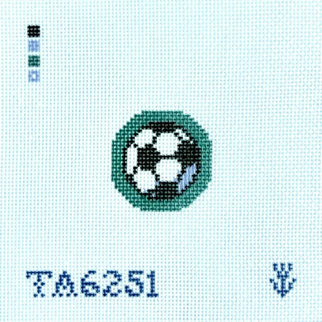 Soccer Ball Key Fob Insert Needlepoint Canvas