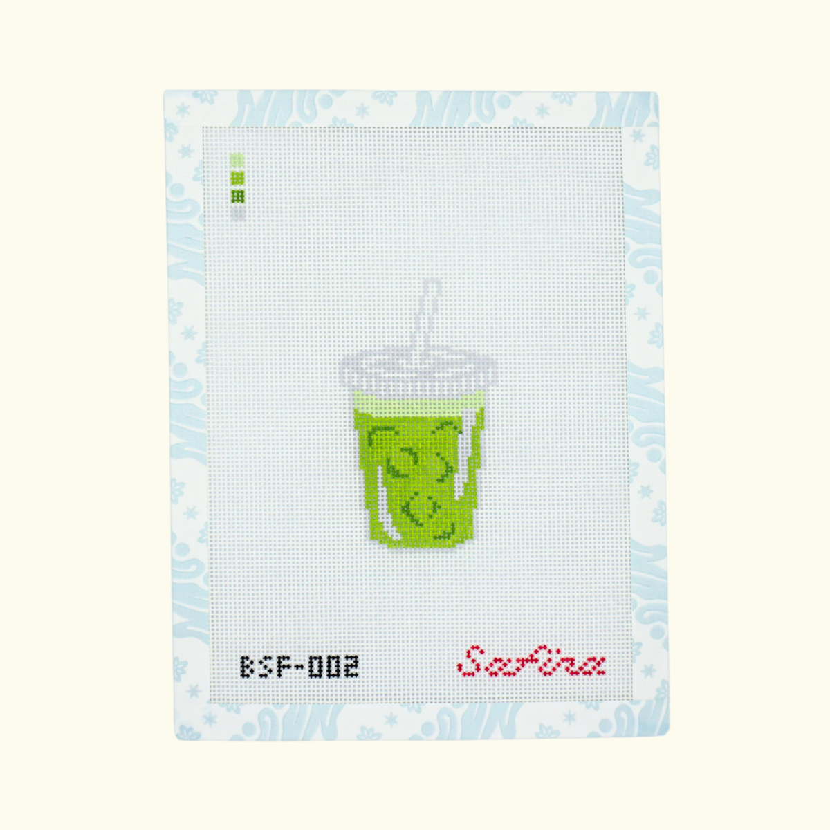 Iced Matcha Latte Needlepoint Canvas
