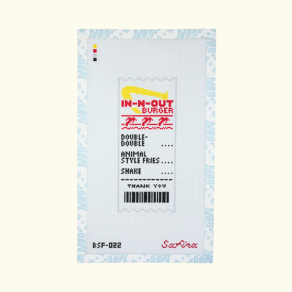 IN-N-OUT Receipt Needlepoint Canvas