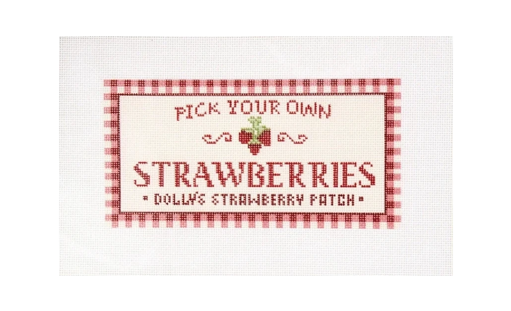 Strawberry Patch Sign Needlepoint Canvas