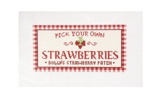 Strawberry Patch Sign Needlepoint Canvas
