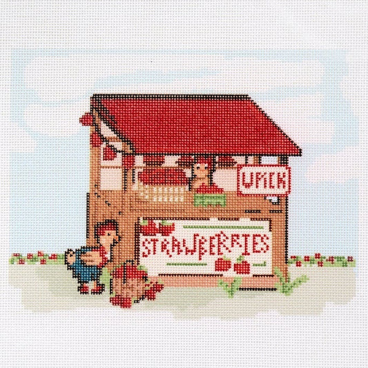 Strawberry Stand Needlepoint Canvas