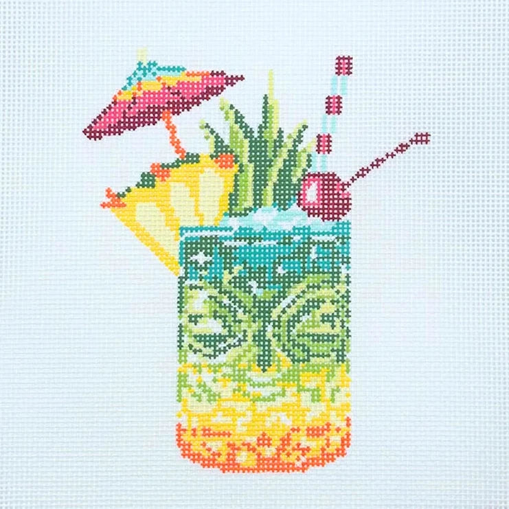 Tiki Cocktail Needlepoint Canvas
