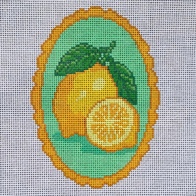 Large Lemon Oval Needlepoint Canvas