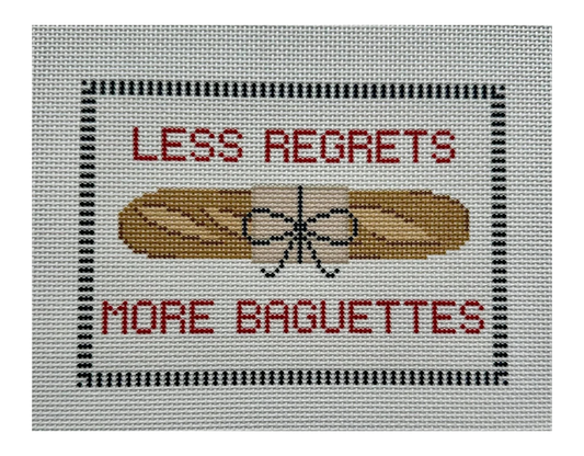 Less Regrets More Baguettes Needlepoint Canvas