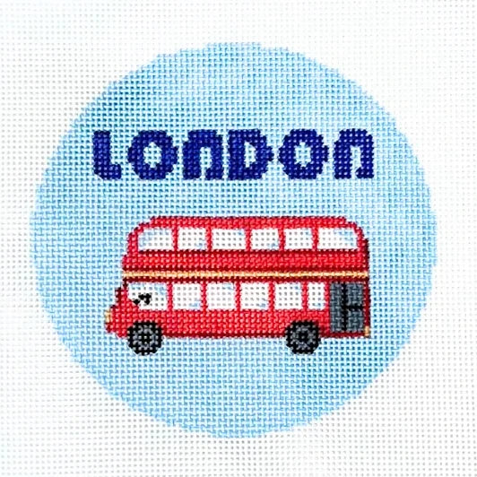 London Bus Round Needlepoint Canvas