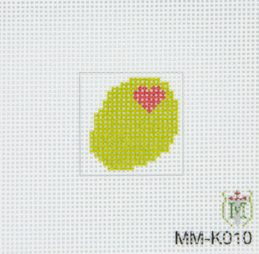 Mini Heart Olive Needlepoint Canvas