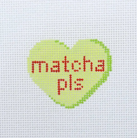Matcha Please Candy Heart Needlepoint Canvas