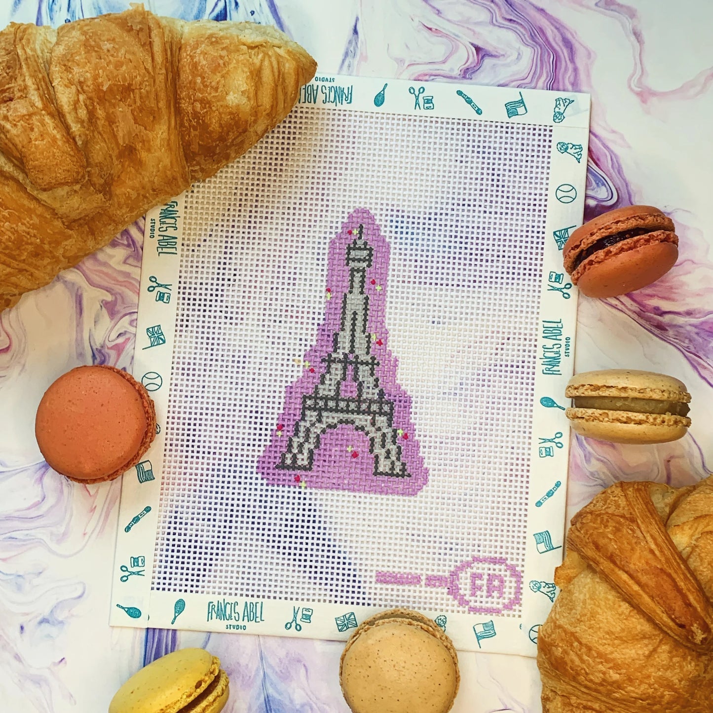 Mini Eiffel Tower Needlepoint Canvas