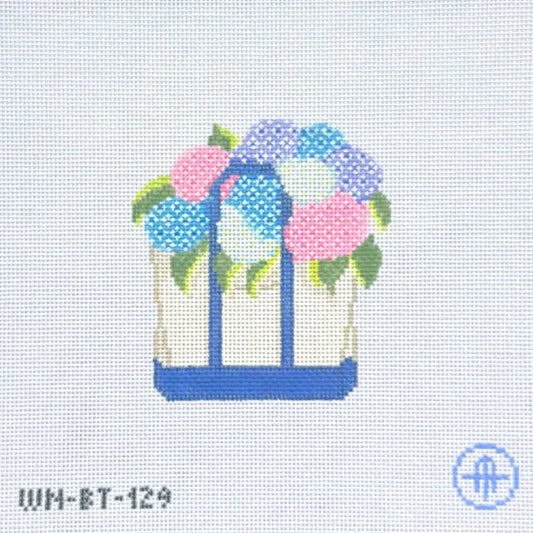Blooming Hydrangeas Boat Tote (Multicolor) Needlepoint Canvas