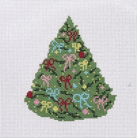 Christmas Tree with Colored Bows Needlepoint Canvas