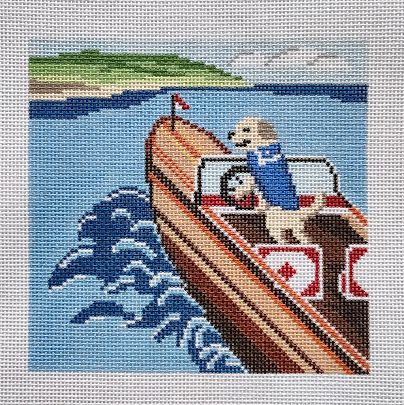 Lake Dog Needlepoint Canvas