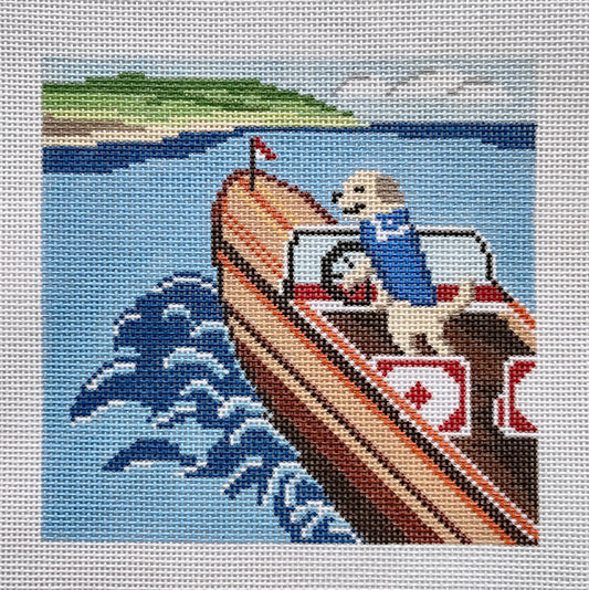 Lake Dog Needlepoint Canvas