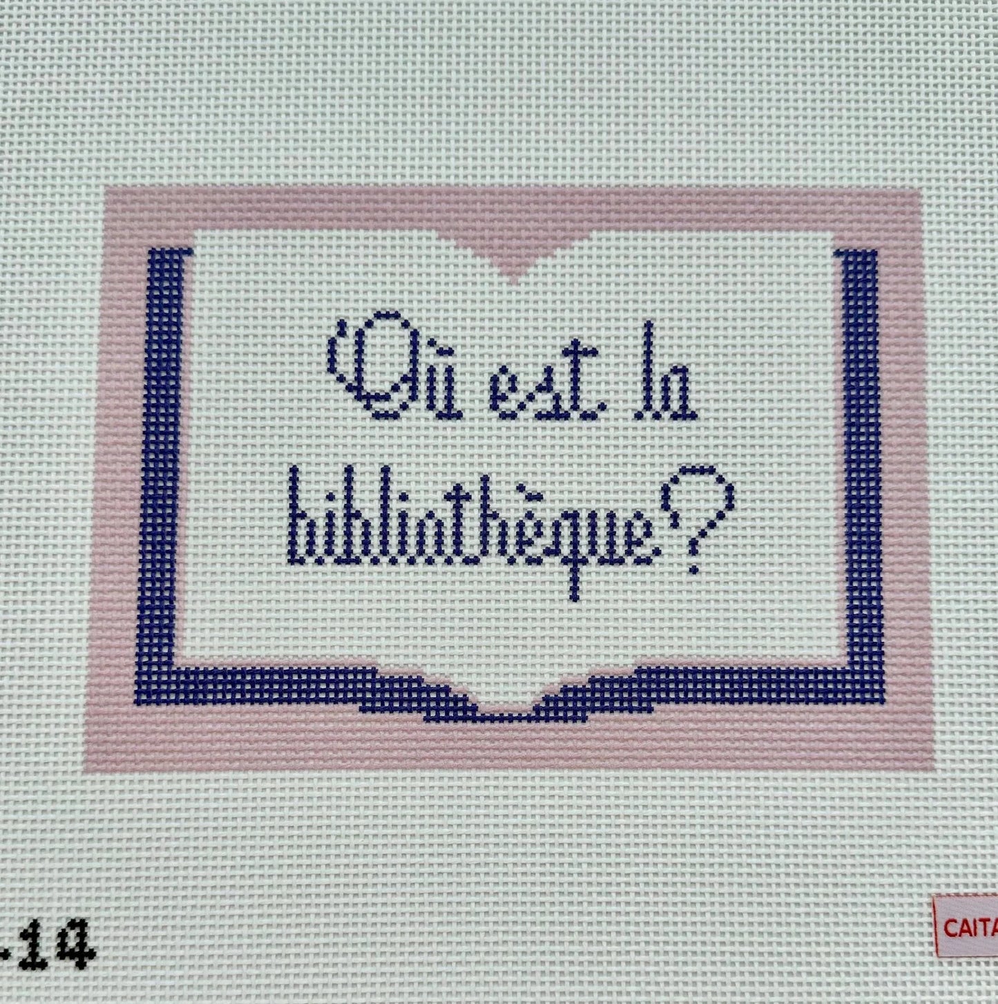 Ou est la bibliotheque? (Where is the library?) Needlepoint Canvas