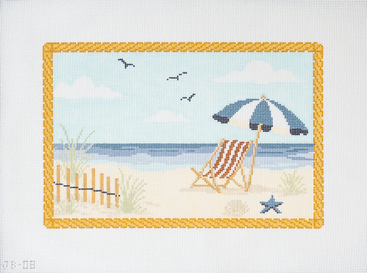 Beach Chair and Umbrella Needlepoint Canvas