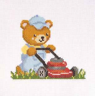 Mowing Bear Needlepoint Canvas