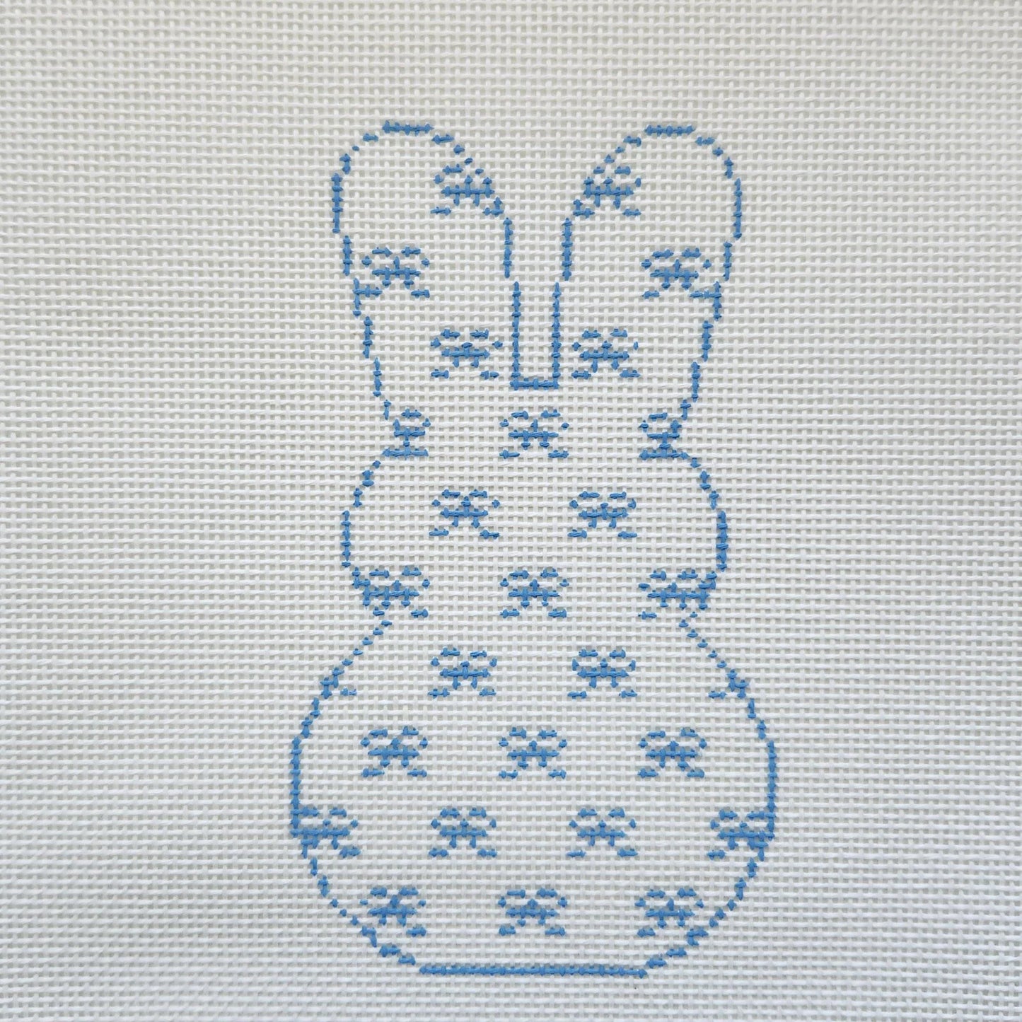 Blue Bows Bunny Needlepoint Canvas
