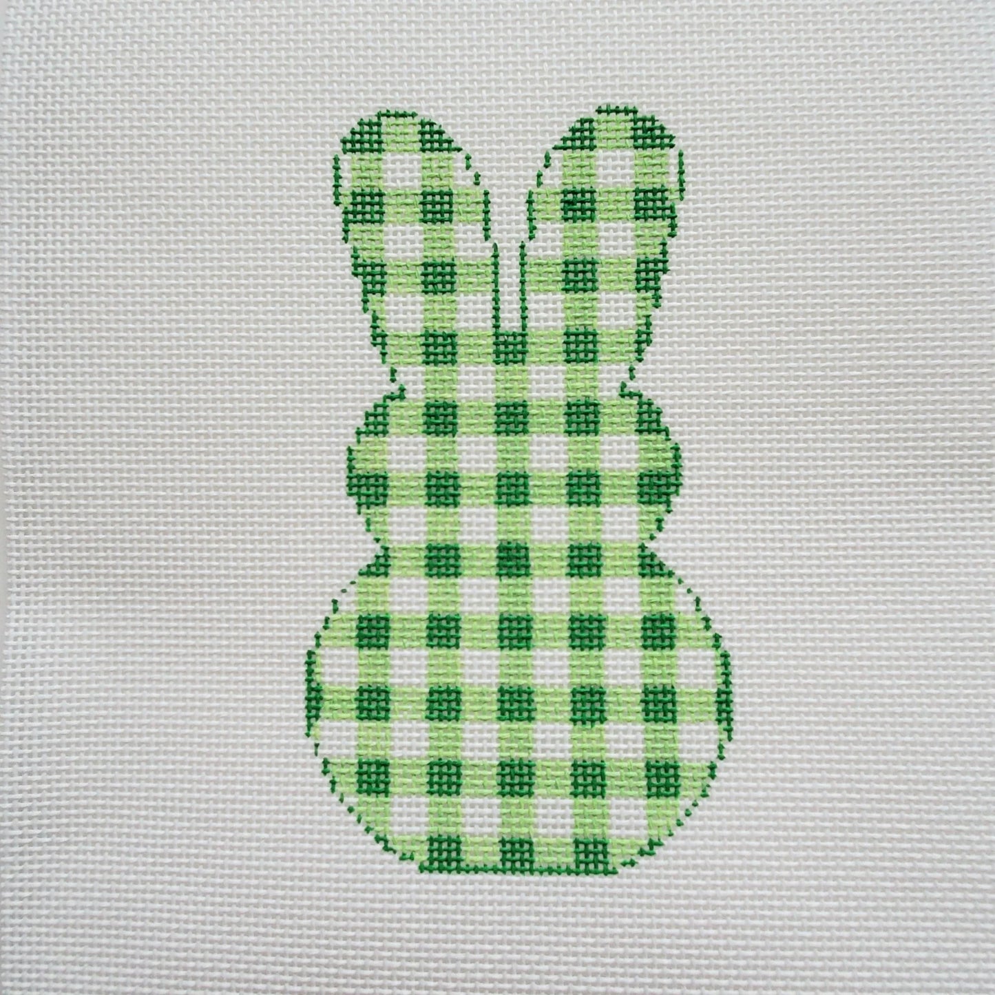 Green Gingham Peeps Bunny Needlepoint Canvas