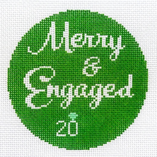 Merry and Engaged Round Needlepoint Canvas