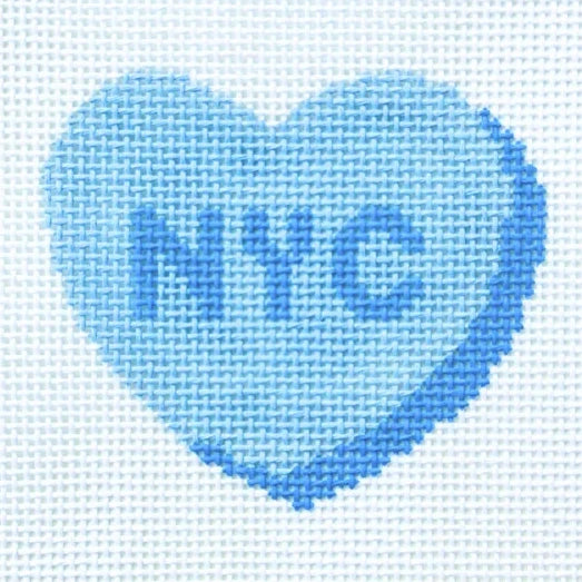 Blue NYC Conversation Heart Needlepoint Canvas
