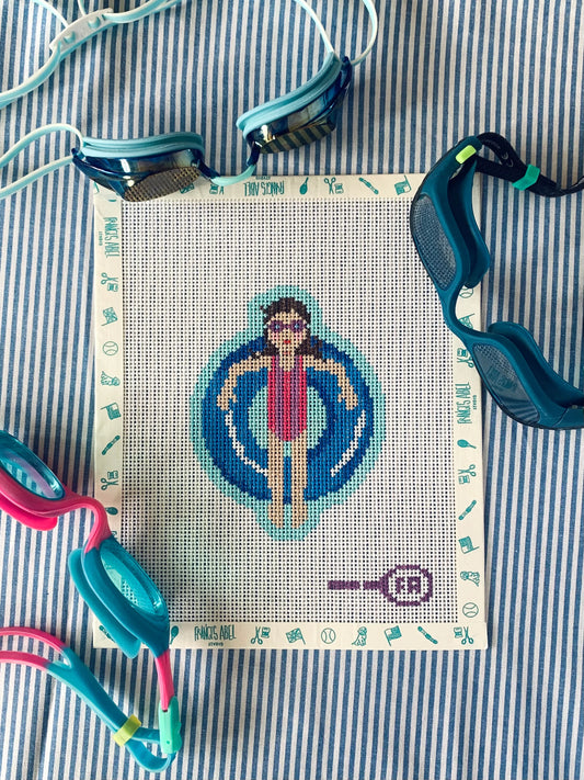 Toddler Girl Pool Float Needlepoint Canvas