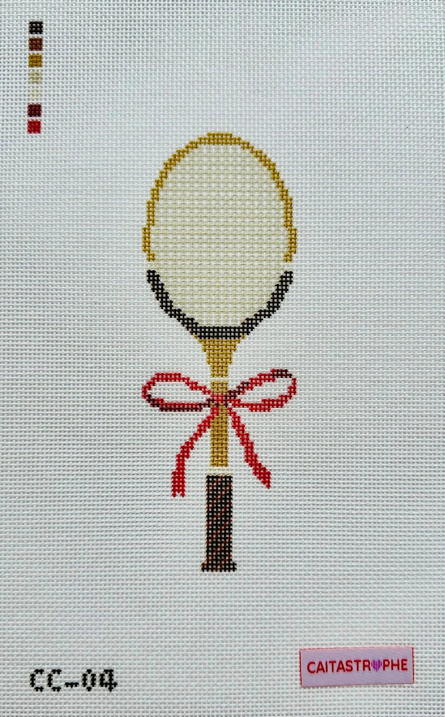 Vintage Tennis Racket with Bow Needlepoint Canvas