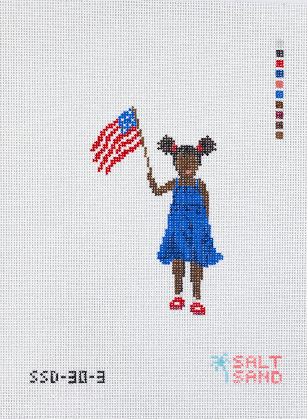 Parade Kids Girl With Dark Skin Tone Needlepoint Canvas