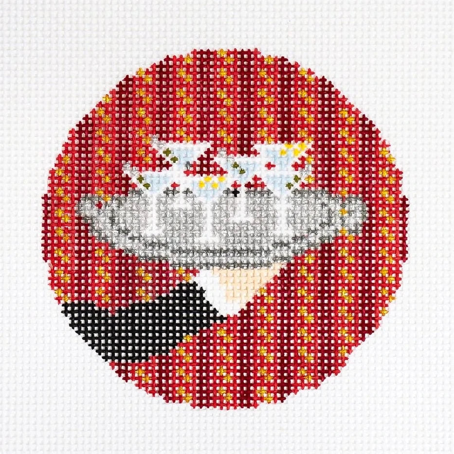 Martini Butler Tray Round Needlepoint Canvas