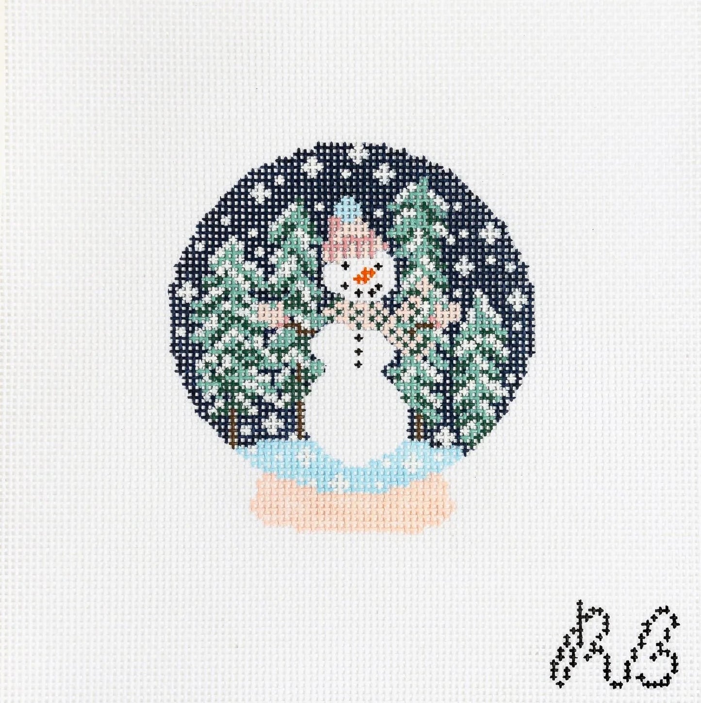 Snowman Snow Globe Needlepoint Canvas