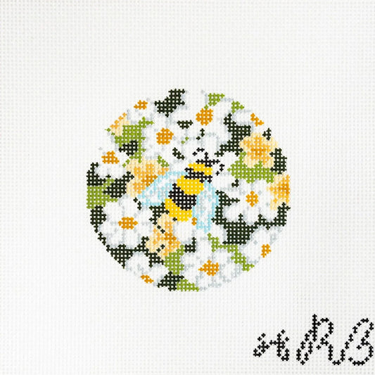 Garden Bee Round Needlepoint Canvas