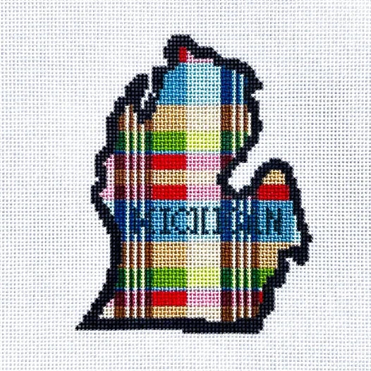 Madras Plaid Michigan Needlepoint Canvas